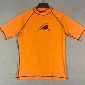 TSLA Mens M Athletic T shirt Stretch UPF50+ Orange‎ Mock Neck NWT